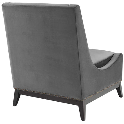 home office desk chairs | CasaFoyer Confident Accent Lounge Chair | Luxurious Plush Velvet | Nailhead Trim | Sturdy Rubberwood Frame | Removable Seat Cushion | Gray | casafoyer.myshopify.com