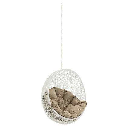 Swing Chair | Ergode Hide Outdoor Patio Swing Chair | Exotic Island Tranquility | Synthetic Rattan Weave | All-Weather Cushion | Powder-Coated Steel Frame | Adjustable Chain | UV Resistant | Ideal for Patio, Backyard, Porch, Poolside | Indoor/Outdoor Use | White Mocha | casafoyer.myshopify.com