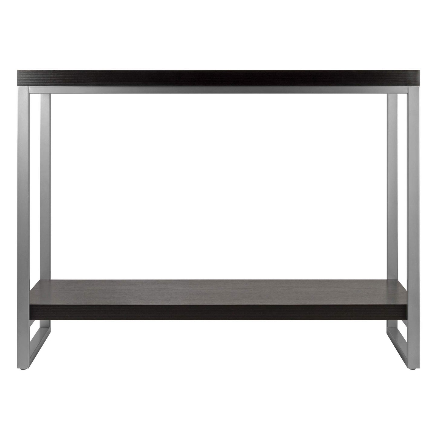 TABLE | Ergode Jared Collection | Contemporary Metal Frame Console Table | Pewter Finish | Black Wood Top | Bottom Shelf | 40 Length | 30 Height | 15.98 Depth | Easy Assembly | 31.2 lbs | casafoyer.myshopify.com