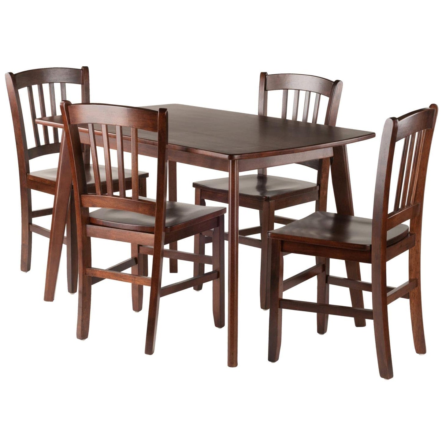 childrens table and chair sets | CasaFoyer Elegant 5-Piece Shaye Dining Table Set | Solid Wood | Walnut Finish | Modern Design | 4 Slat Back Chairs | Easy Assembly | 47.2W x 29.5D x 29H | casafoyer.myshopify.com