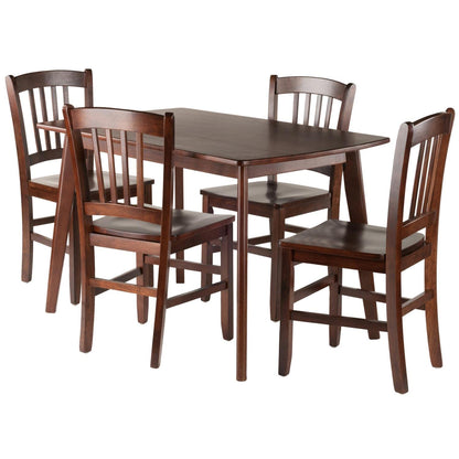childrens table and chair sets | CasaFoyer Elegant 5-Piece Shaye Dining Table Set | Solid Wood | Walnut Finish | Modern Design | 4 Slat Back Chairs | Easy Assembly | 47.2W x 29.5D x 29H | casafoyer.myshopify.com