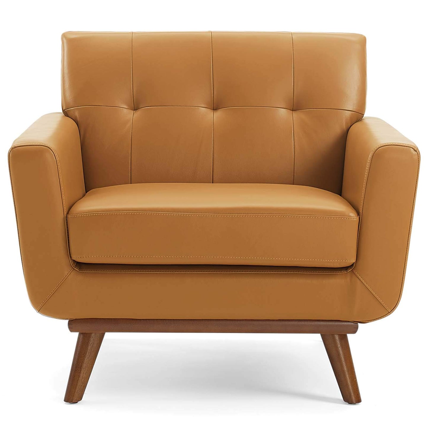 home office desk chairs | CasaFoyer Engage Lounge Accent Armchair | Top-Grain Leather | Mid-Century Modern Design | Plush Cushions | Retro Style | Wood Legs | Tan | casafoyer.myshopify.com