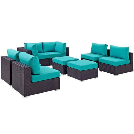 kitchen and dining room sets | CasaFoyer Convene Outdoor Sectional Set | Durable Rattan & Aluminum Frame | Weather-Resistant Cushions | 8 Piece Patio Sofa Set | casafoyer.myshopify.com