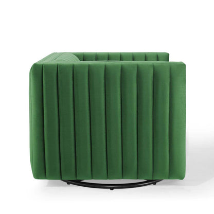 home office desk chairs | CasaFoyer Conjure Channel Tufted Performance Velvet Swivel Armchair | Stain-Resistant Upholstery | Supportive Foam Padding | Vintage Glamour | 360-Degree Swivel | Sturdy Construction | casafoyer.myshopify.com