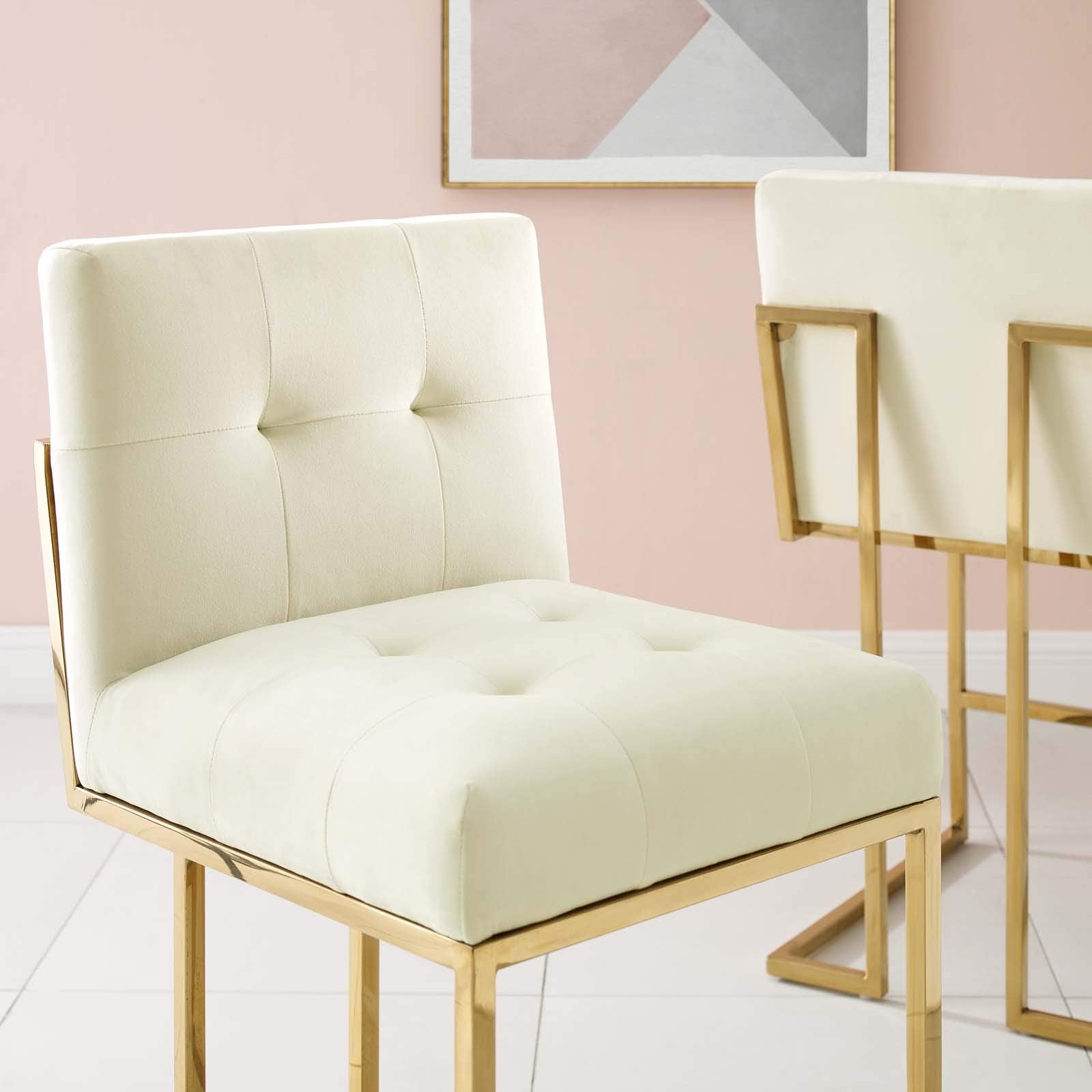 barstools | CasaFoyer Privy Gold Stainless Steel Counter Stool | Sleek Design | Stain-Resistant Velvet | Comfortable Dining | Geometric Base | 331 lbs Capacity | Fully Assembled | casafoyer.myshopify.com