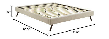 Bed | CasaFoyer Loryn Platform Bed | Solid Wood Frame | Polyester Upholstery | Tapered Legs | No Box Spring Needed | Queen Size | Beige | casafoyer.myshopify.com