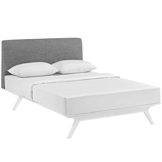 Bed | CasaFoyer Tracy Full Size Platform Bed | White | Sturdy MDF Construction | Sleek Open Design | Foam Padded Headboard | Easy Maintenance | Assembly Required | No Boxspring Needed | casafoyer.myshopify.com