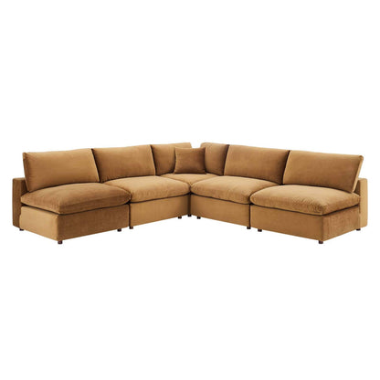sofas | CasaFoyer Commix | Luxurious Sectional Sofa | Stain-Resistant Velvet | Solid Wood Construction | Overstuffed Feather Cushions | 5-Piece Set | casafoyer.myshopify.com