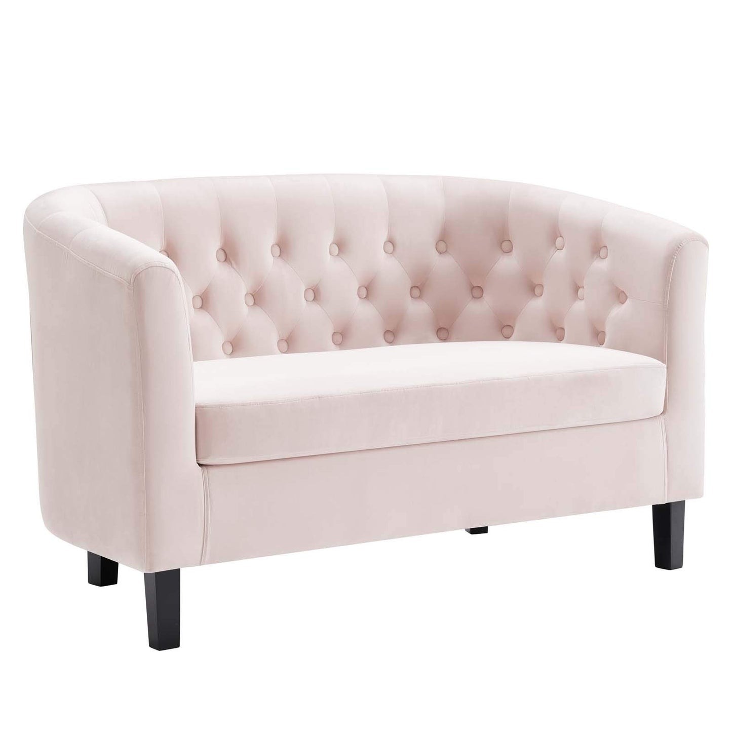 sofas | CasaFoyer Prospect Performance Velvet Loveseat | Opulent Chesterfield Design | Modern Aesthetic | Plush Comfort | Espresso Stained Legs | Pink | casafoyer.myshopify.com