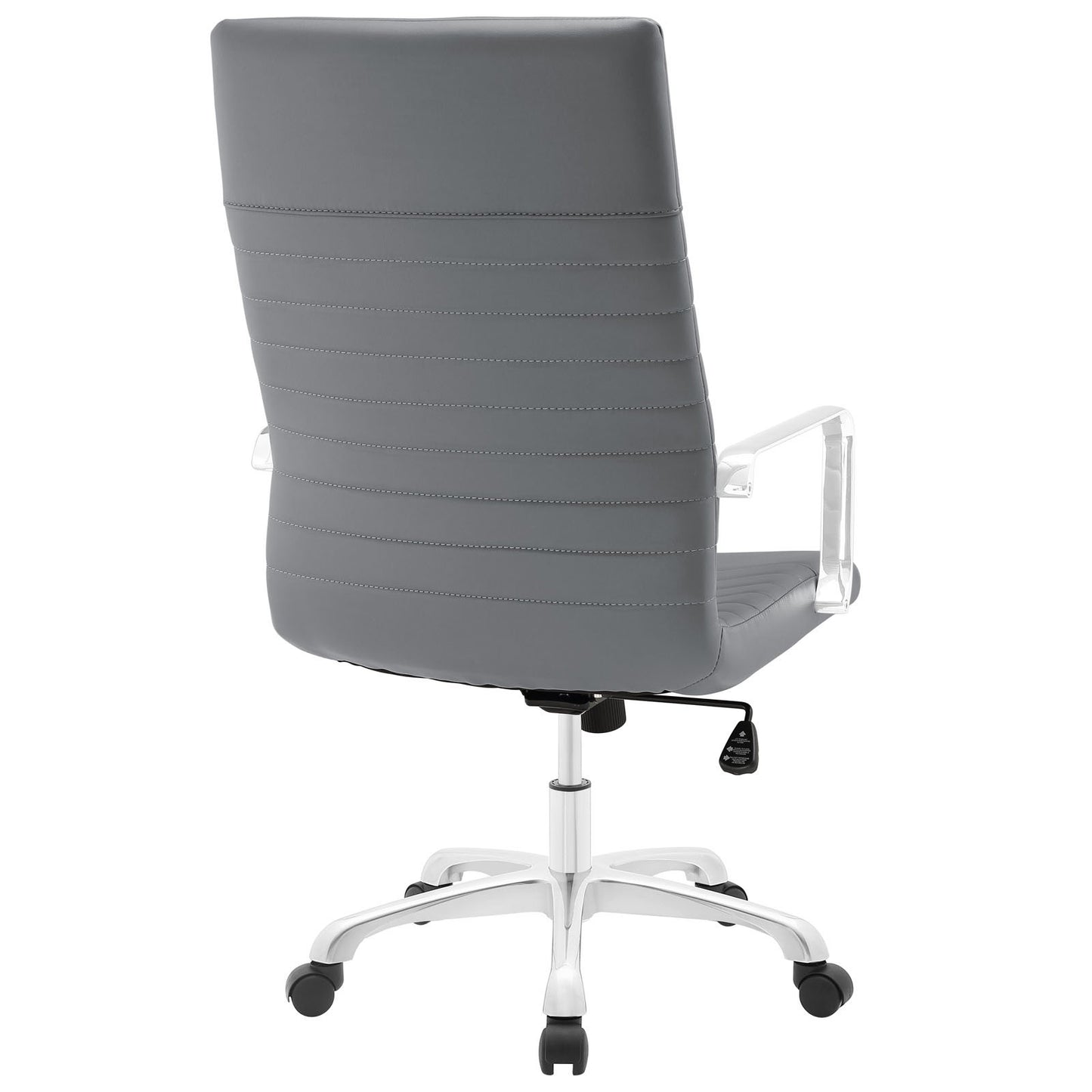 home office desk chairs | CasaFoyer Finesse Highback Computer Desk Office Chair | Gray Vinyl Cushioned | Waterfall Seat | Polished Aluminum Arms | Height Adjustable | Tilt Control | casafoyer.myshopify.com