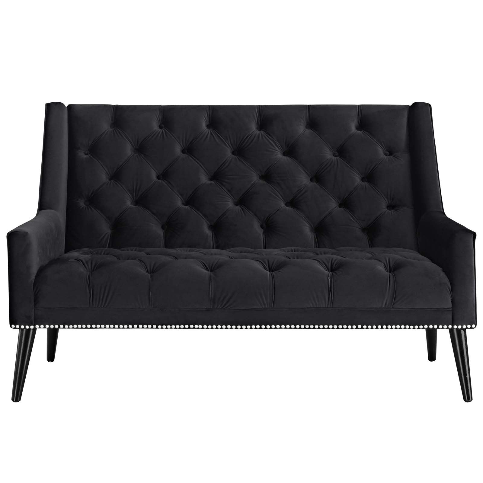 sofas | CasaFoyer Peruse Arm Performance Velvet Loveseat | Luxurious Tufted Buttons | Stain-Resistant Upholstery | Foam Padded | Solid Wood Legs | Antique Nailhead Detail | Ideal for Chic Modern Homes | casafoyer.myshopify.com