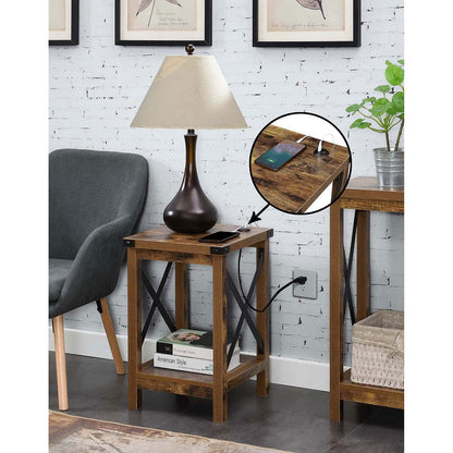TABLE | Durango End Table with Charging Station & Shelf | Industrial Style | USB Ports | Cord Management | Durable Construction | Ergode | casafoyer.myshopify.com