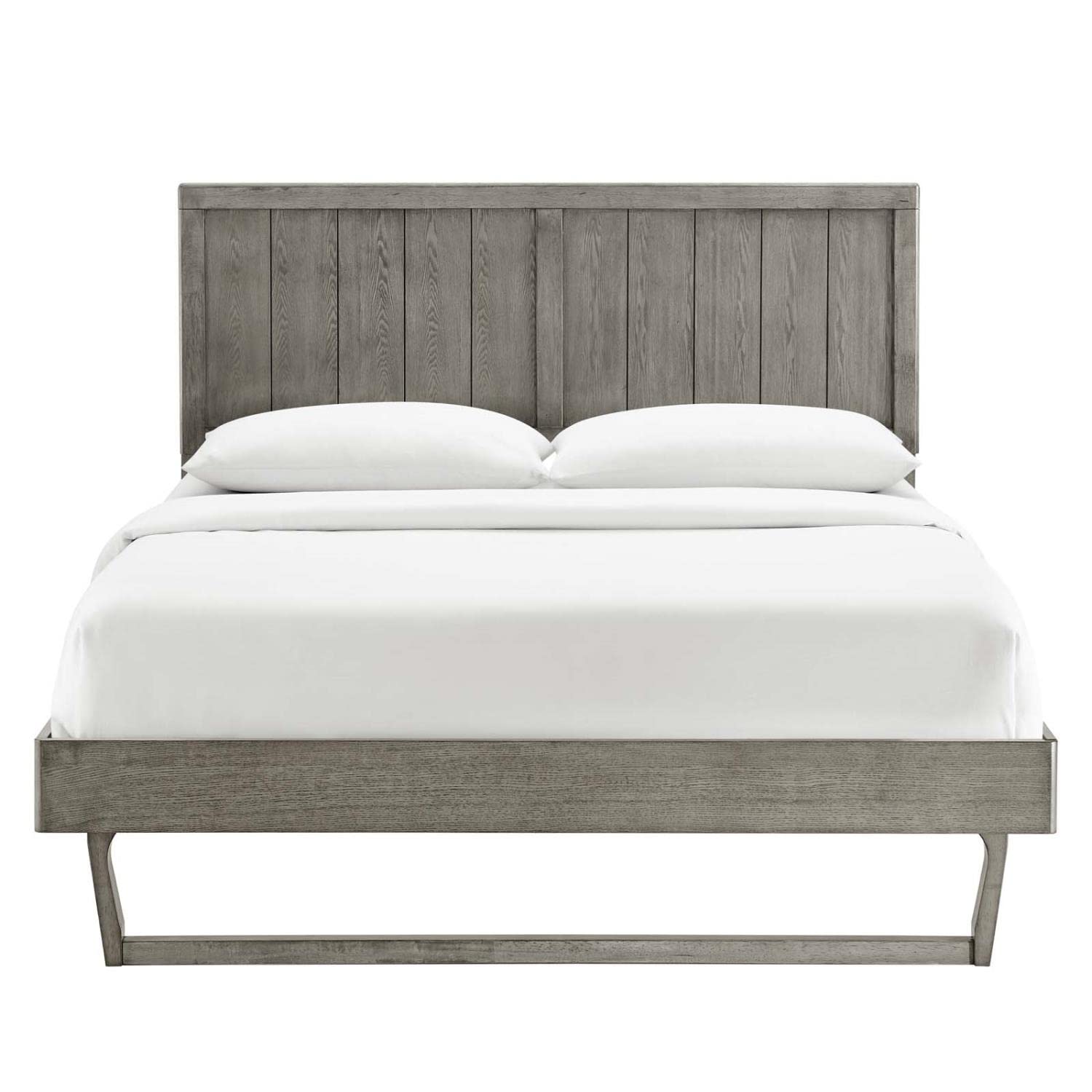 Bed | CasaFoyer Alana Wood King Platform Bed | Retro Allure, Mid-Century Design | Sturdy Construction, No Box Spring Needed | Gray | Includes Frame & Headboard | casafoyer.myshopify.com