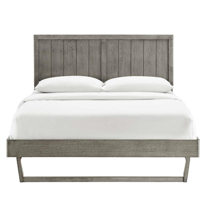 Bed | CasaFoyer Alana Wood King Platform Bed | Retro Allure, Mid-Century Design | Sturdy Construction, No Box Spring Needed | Gray | Includes Frame & Headboard | casafoyer.myshopify.com