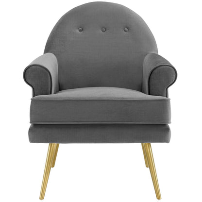 home office desk chairs | CasaFoyer Revive Accent Armchair Set of 2 | Vintage Glam Design | Performance Velvet Upholstery | Gold Stainless Steel Legs | Tufted Button Back | Mid-Century Modern Style | Gray | casafoyer.myshopify.com