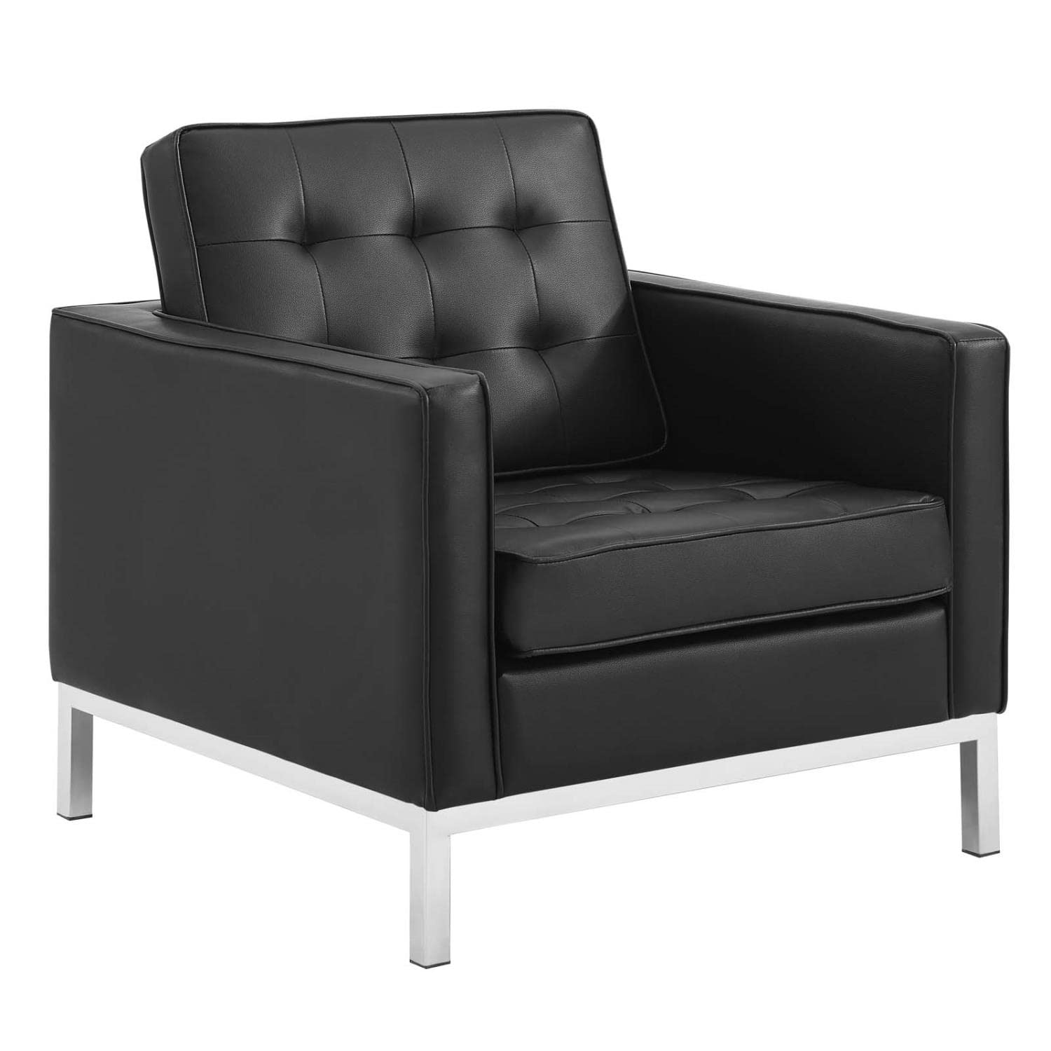 kitchen and dining room sets | CasaFoyer Loft Tufted Faux Leather Loveseat & Armchair Set | Modern Design | Stainless Steel Frame | Button Tufting | Silver Legs | Supports up to 600 lbs | casafoyer.myshopify.com