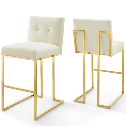 barstools | CasaFoyer Privy Bar Stool Set of 2 | Gold Stainless Steel Velvet | No Assembly | 331 lbs Capacity | casafoyer.myshopify.com