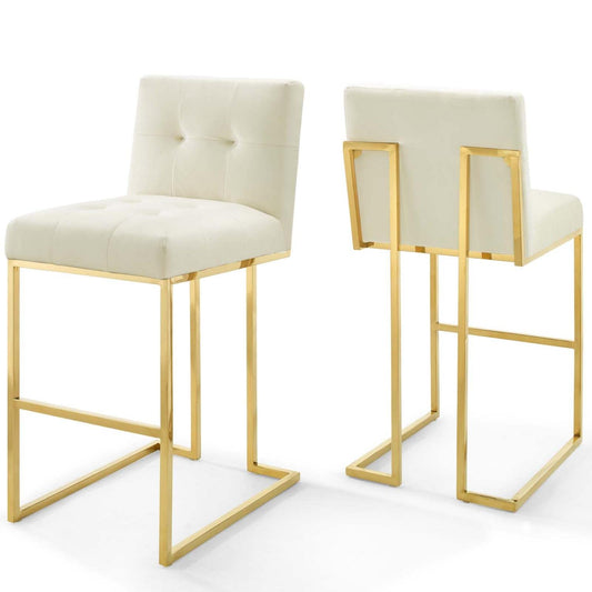 barstools | CasaFoyer Privy Bar Stool Set of 2 | Gold Stainless Steel Velvet | No Assembly | 331 lbs Capacity | casafoyer.myshopify.com