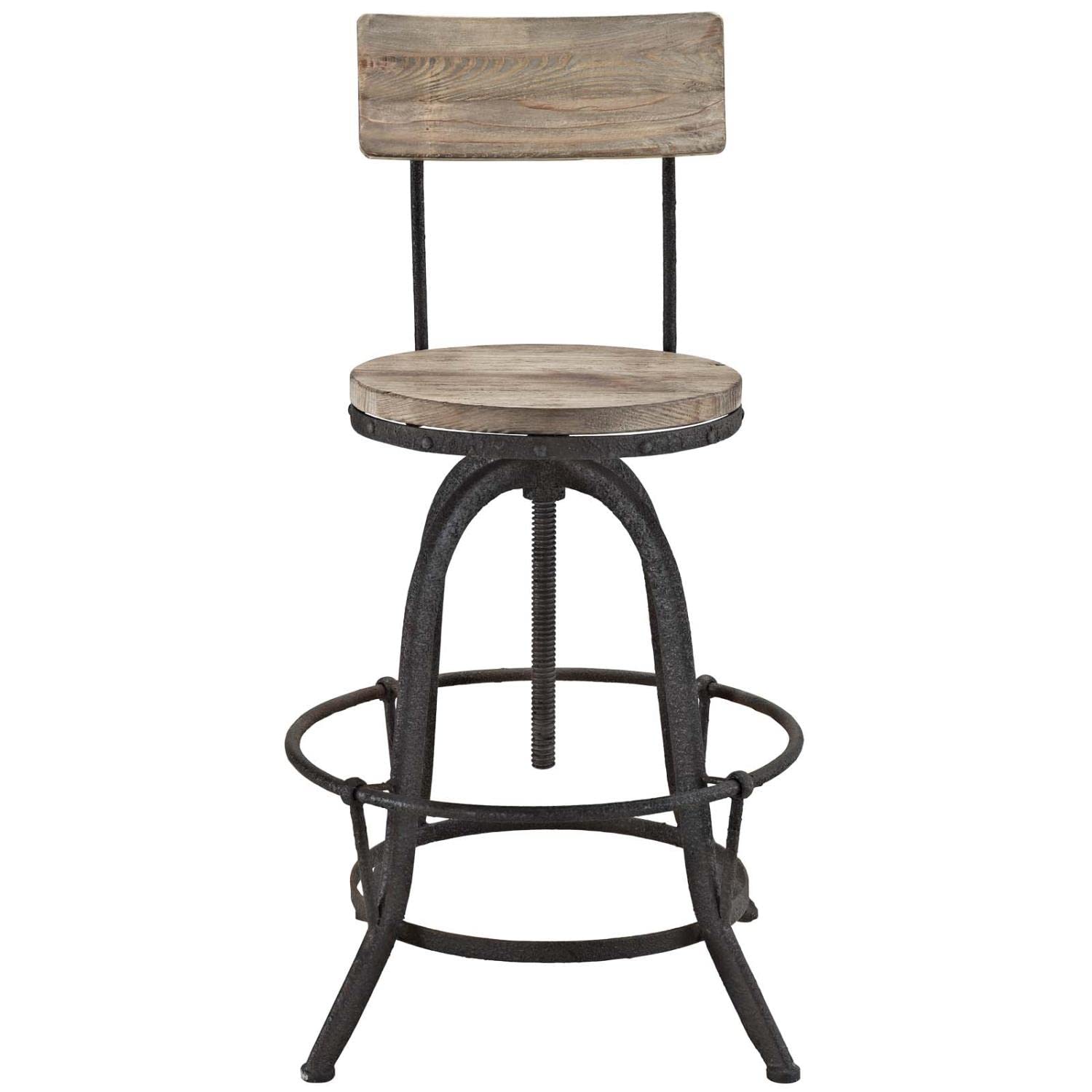 barstools | Procure Wood Bar Stool | Sturdy Metal Frame | Pine Wood Seat & Back | Rustic Aesthetics | Footrest | Modern Elegance | Set of 1 | casafoyer.myshopify.com