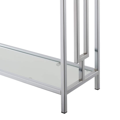TABLE | Ergode Town Square Chrome Console Table with Shelf | Elegant, Versatile, Easy Assembly | Showcase Decorative Items | Open-Concept Design | Complete the Look | casafoyer.myshopify.com