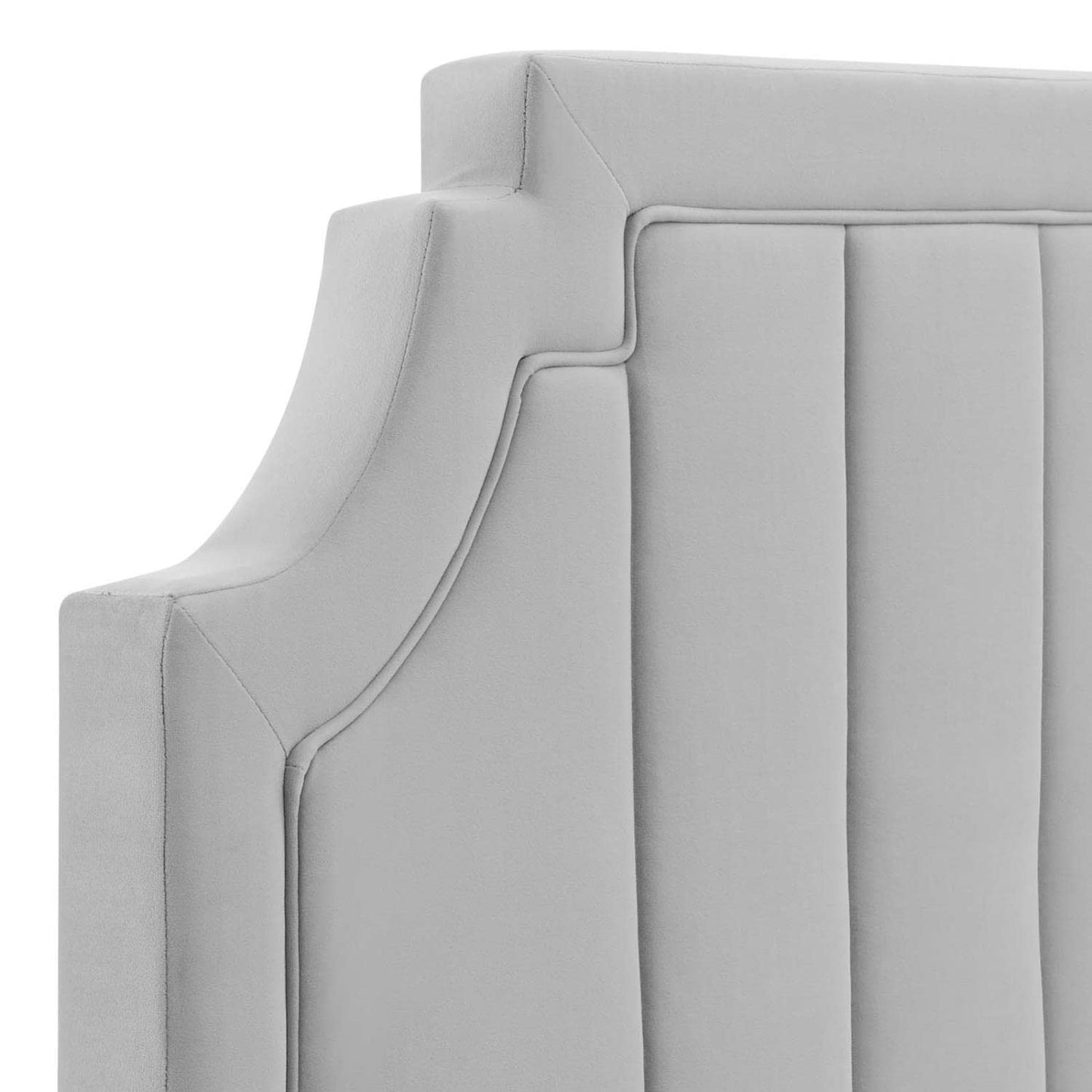 headboards | CasaFoyer Alyona Channel Tufted Performance Velvet Twin Headboard | Luxurious Texture | Glam Deco Style | Stain-Resistant | Easy Assembly | Light Gray | casafoyer.myshopify.com