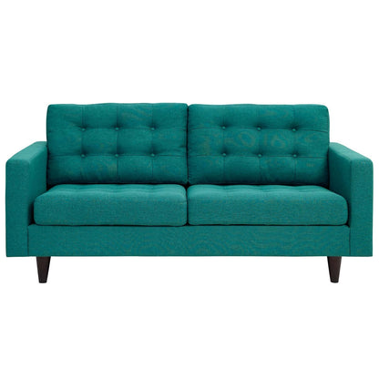 sofas | Empress | Tufted Loveseat Set - Teal Upholstery | Luxurious Cushions | Sturdy Wooden Legs | Floor-Protecting Glides | casafoyer.myshopify.com