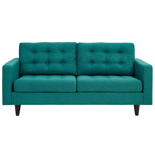 sofas | Empress | Tufted Loveseat Set - Teal Upholstery | Luxurious Cushions | Sturdy Wooden Legs | Floor-Protecting Glides | casafoyer.myshopify.com