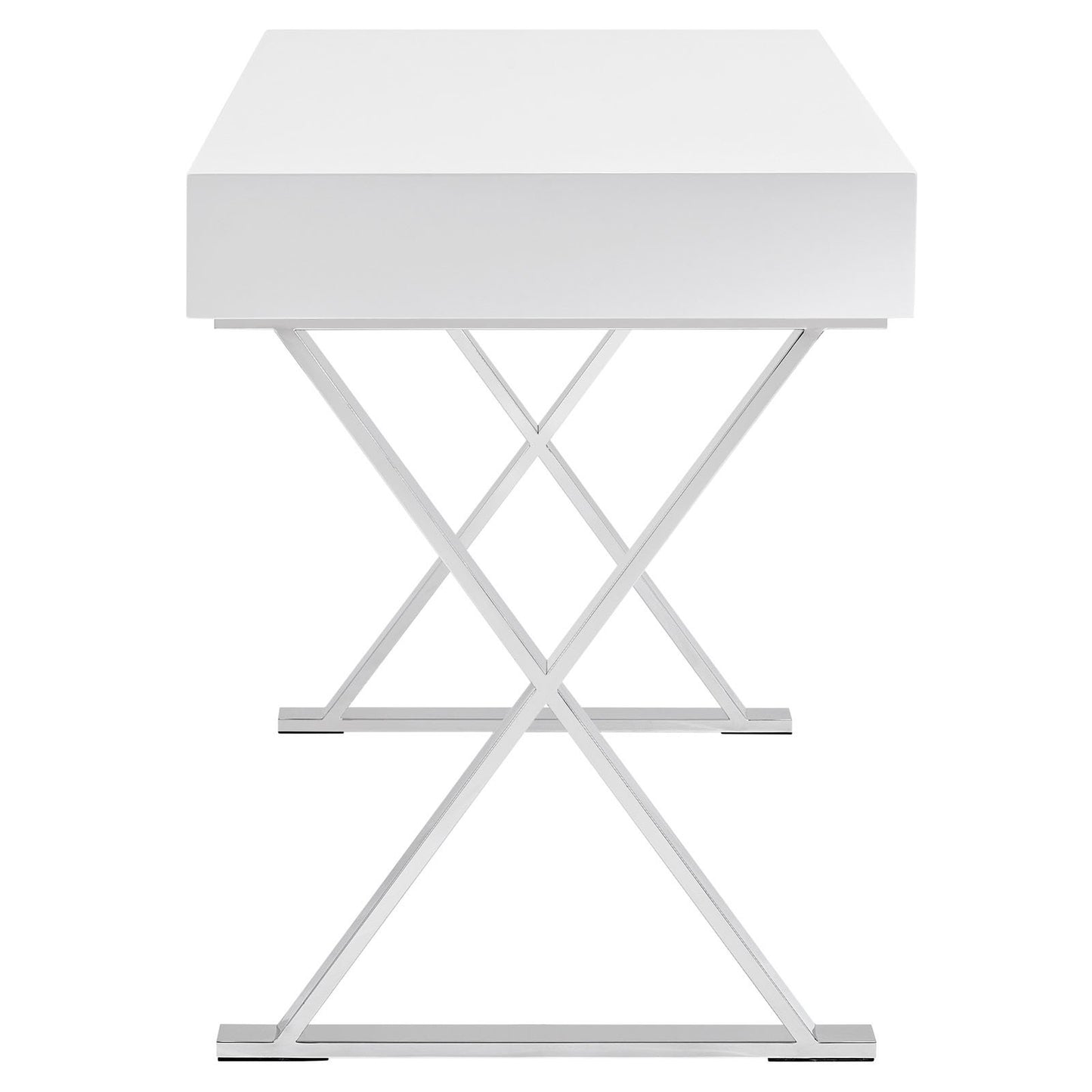 home office desks | Sector Modern Office Desk | Sleek High Gloss Coating | Distinguished Design | Stainless Steel Frame | White | casafoyer.myshopify.com