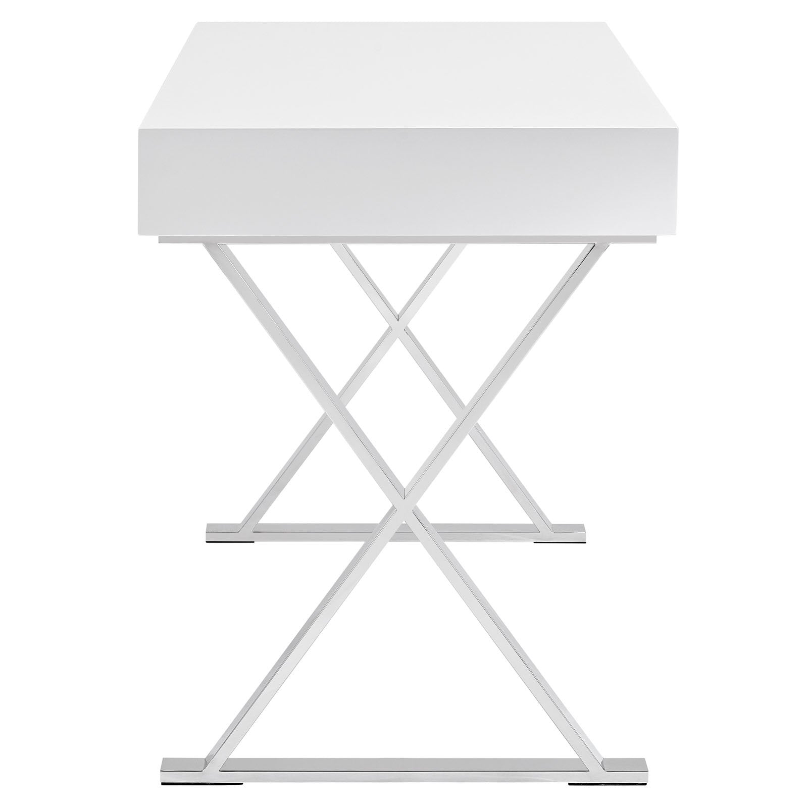 home office desks | Sector Modern Office Desk | Sleek High Gloss Coating | Distinguished Design | Stainless Steel Frame | White | casafoyer.myshopify.com