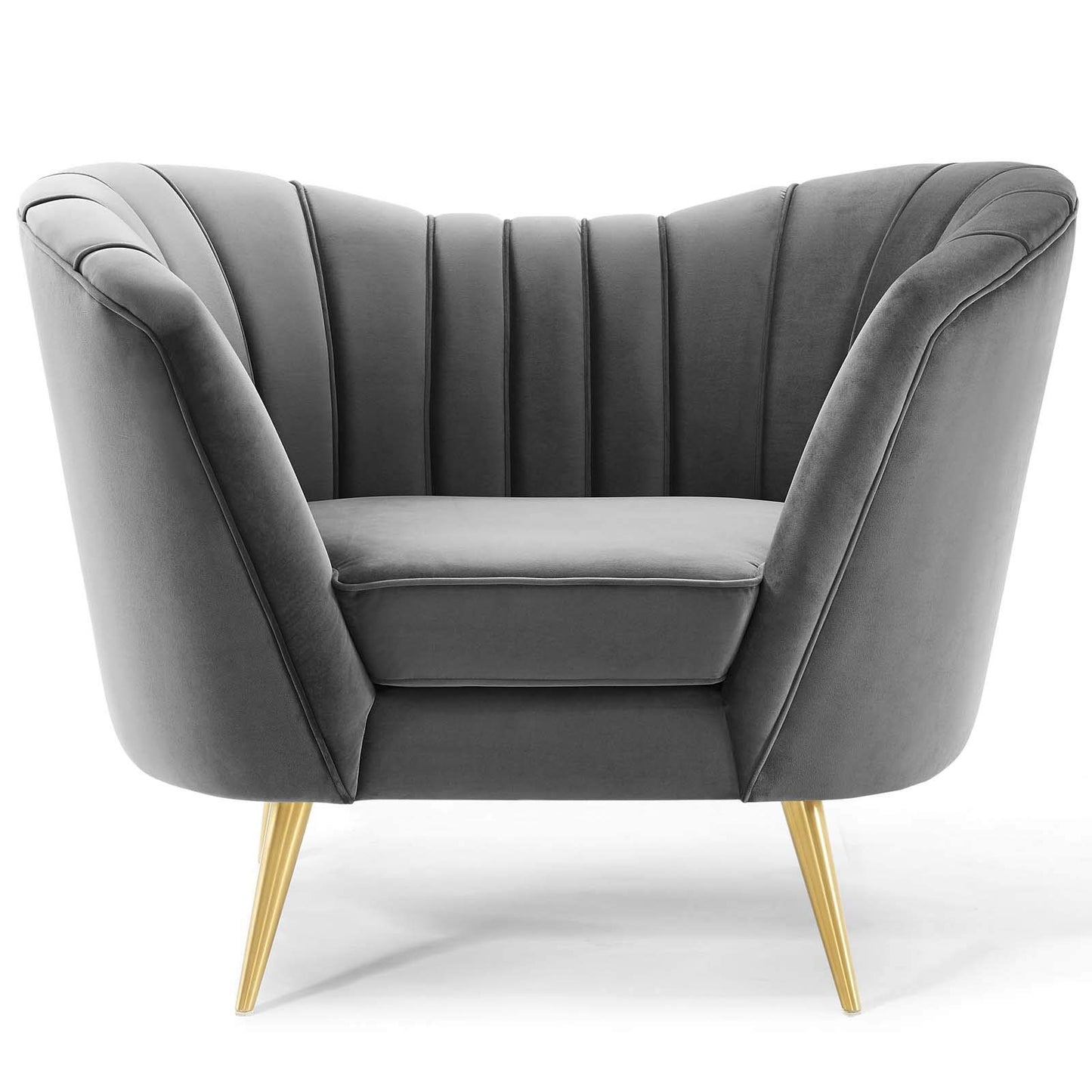 home office desk chairs | CasaFoyer Opportunity Vertical Channel Tufted Curved Performance Velvet Armchair | Glamorous Deco Lounge Accent | Gray | casafoyer.myshopify.com