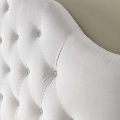 headboards | CasaFoyer Sovereign Performance Velvet Full Headboard | Luxurious & Glamorous | Plush Vintage Velvet | Soft & Stain-Resistant | Diamond Tufting | Height Adjustable | White | casafoyer.myshopify.com