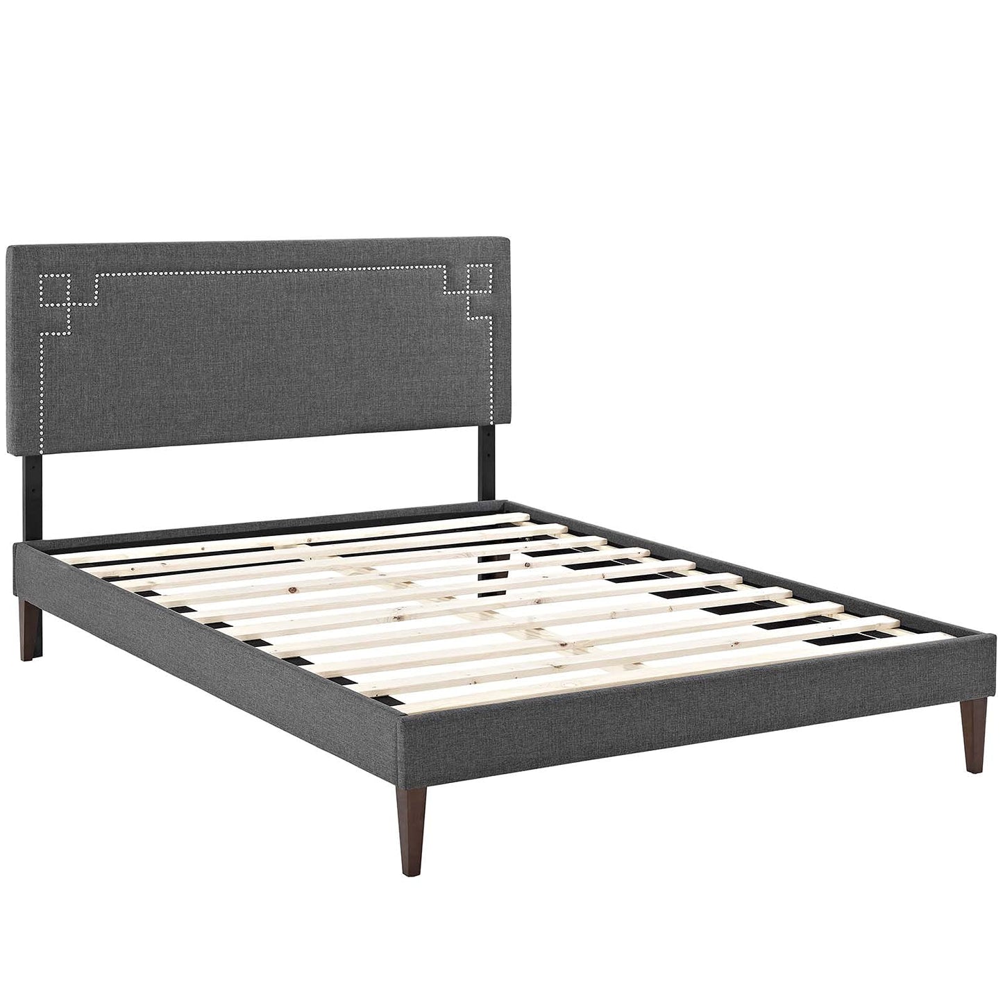 Bed | CasaFoyer Ruthie Platform Bed | Solid Wood Frame | Polyester Upholstery | Tapered Legs | Mid-Century Modern & Contemporary | Mattress not included | casafoyer.myshopify.com