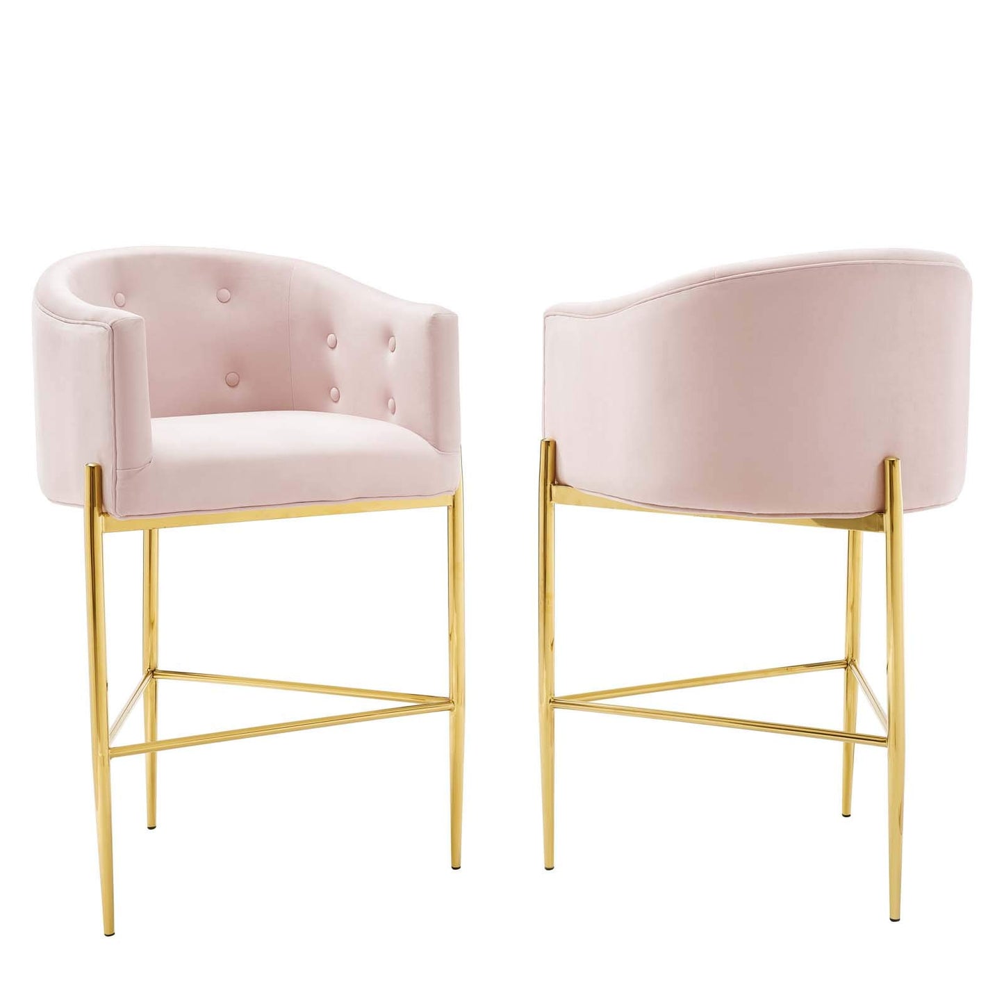 barstools | CasaFoyer Savour Tufted Performance Velvet Bar Stool Set of 2 | Luxury Design | Stain-Resistant | Comfortable Seating | Chrome Gold Frame | 29 Seat Height | Pink | casafoyer.myshopify.com