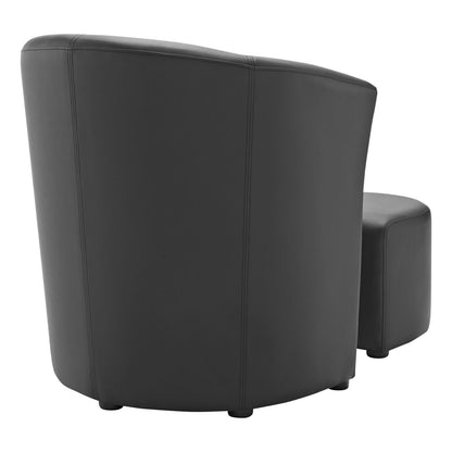Chair | Divulge Faux Leather Armchair | Self-Storage Ottoman | Sleek & Modern Design | Dense Foam Padding | Soft & Inviting Upholstery | Perfect for Living, Lounge, or Reception Area | Black | casafoyer.myshopify.com