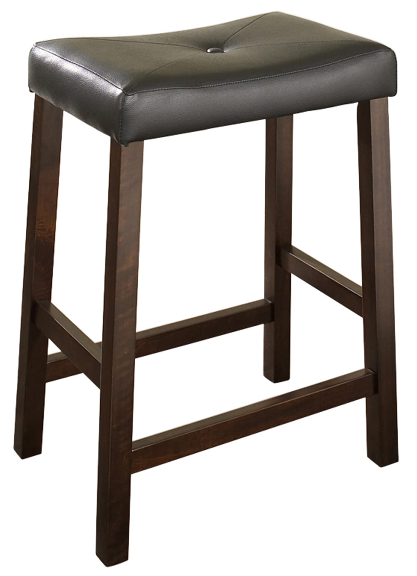 Dining Table | Upholstered Saddle Seat Stool | Durable Hardwood Construction | Faux Leather PVC Upholstery | 24 Height | Ideal for Dining Tables or Counter Seating | Set of 2 | casafoyer.myshopify.com