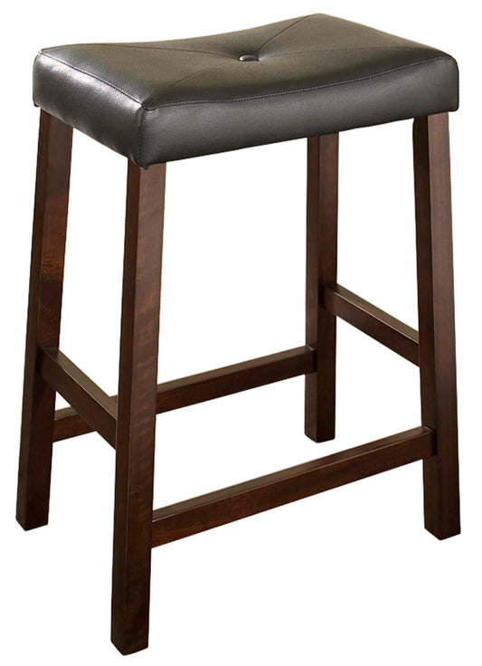 Dining Table | Upholstered Saddle Seat Stool | Durable Hardwood Construction | Faux Leather PVC Upholstery | 24 Height | Ideal for Dining Tables or Counter Seating | Set of 2 | casafoyer.myshopify.com