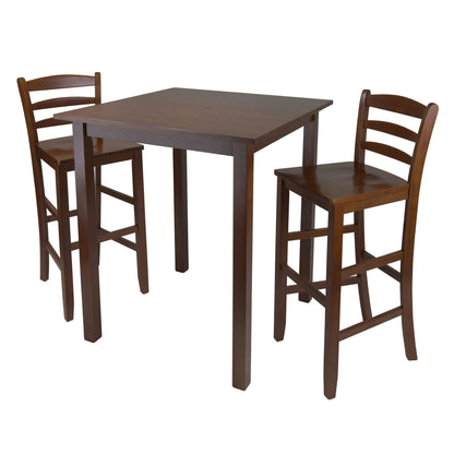 childrens table and chair sets | CasaFoyer Square High Table Set | 3pc | 29 Ladder Back Stool | Solid Wood | Antique Walnut Finish | Easy Assembly | 33.86 W x 33.86 D x 38.98 H | 48.5 lbs | casafoyer.myshopify.com