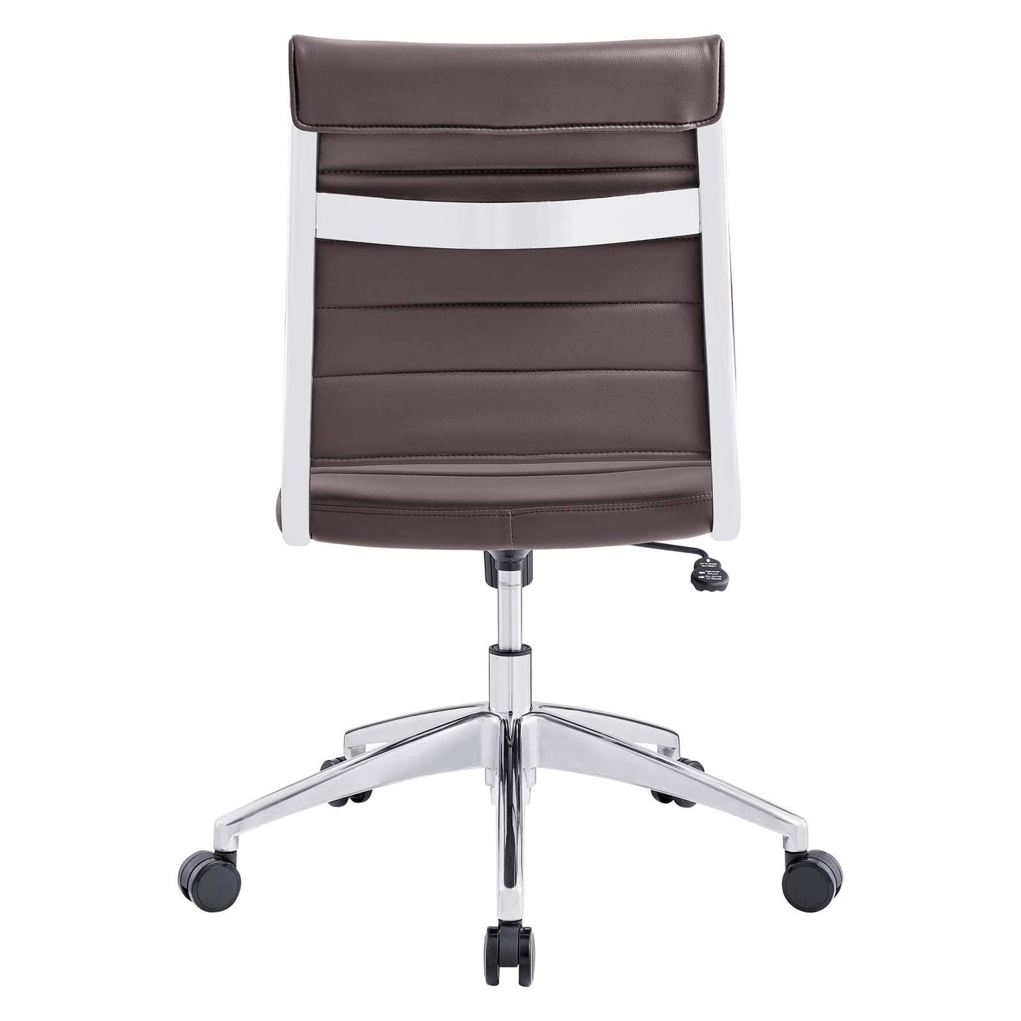 home office desk chairs | CasaFoyer Jive Mid Back Office Chair | Stylish & Functional | Comfortable Seating | Ribbed Vinyl Back | Armless Design | Chrome-Plated Aluminum Base | Easy Mobility | Tension Knob & Tilt Lock | Brown | casafoyer.myshopify.com
