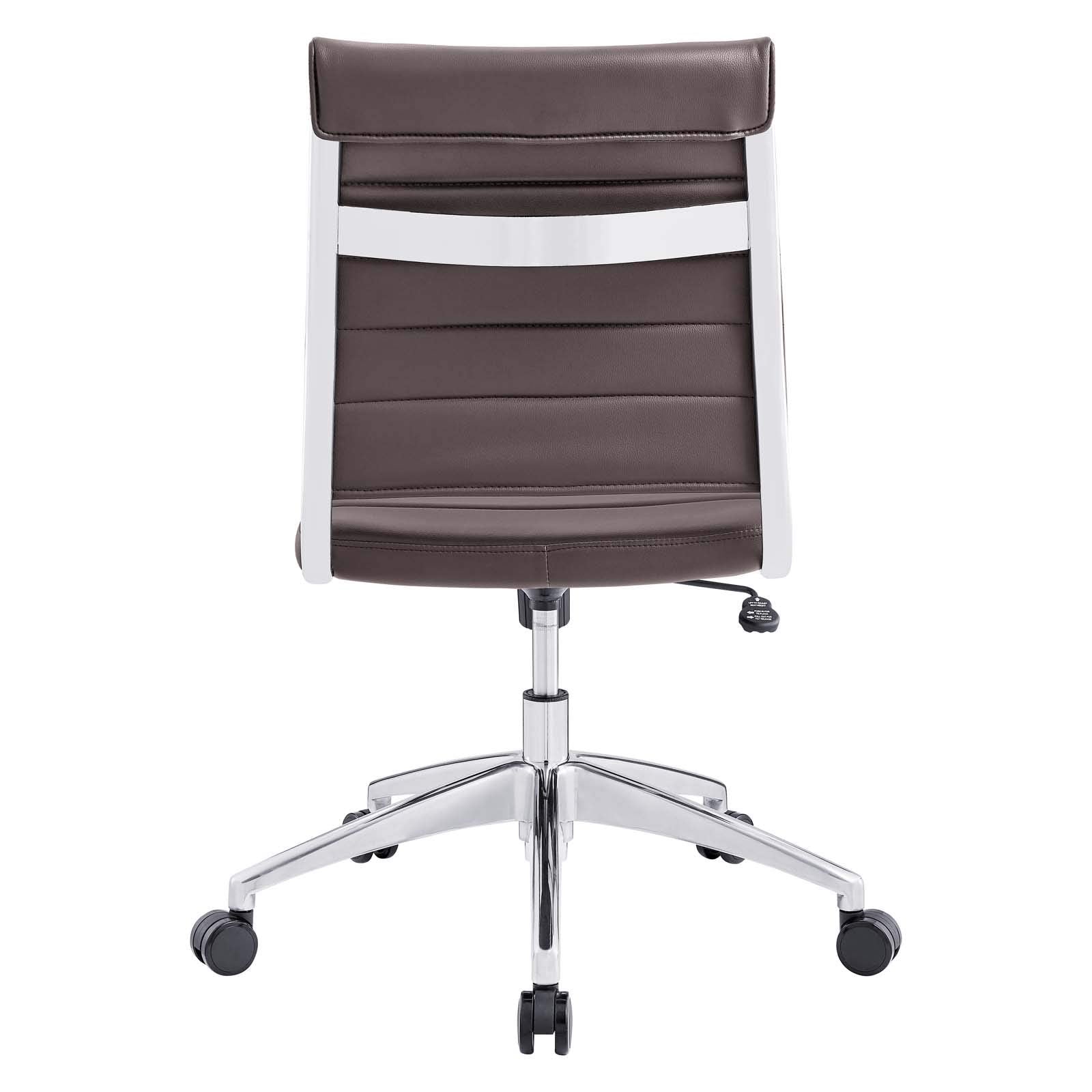 home office desk chairs | CasaFoyer Jive Mid Back Office Chair | Stylish & Functional | Comfortable Seating | Ribbed Vinyl Back | Armless Design | Chrome-Plated Aluminum Base | Easy Mobility | Tension Knob & Tilt Lock | Brown | casafoyer.myshopify.com