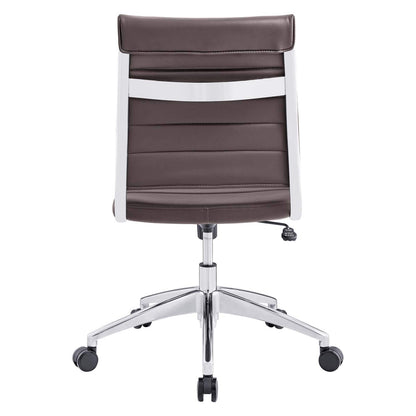 home office desk chairs | CasaFoyer Jive Mid Back Office Chair | Stylish & Functional | Comfortable Seating | Ribbed Vinyl Back | Armless Design | Chrome-Plated Aluminum Base | Easy Mobility | Tension Knob & Tilt Lock | Brown | casafoyer.myshopify.com