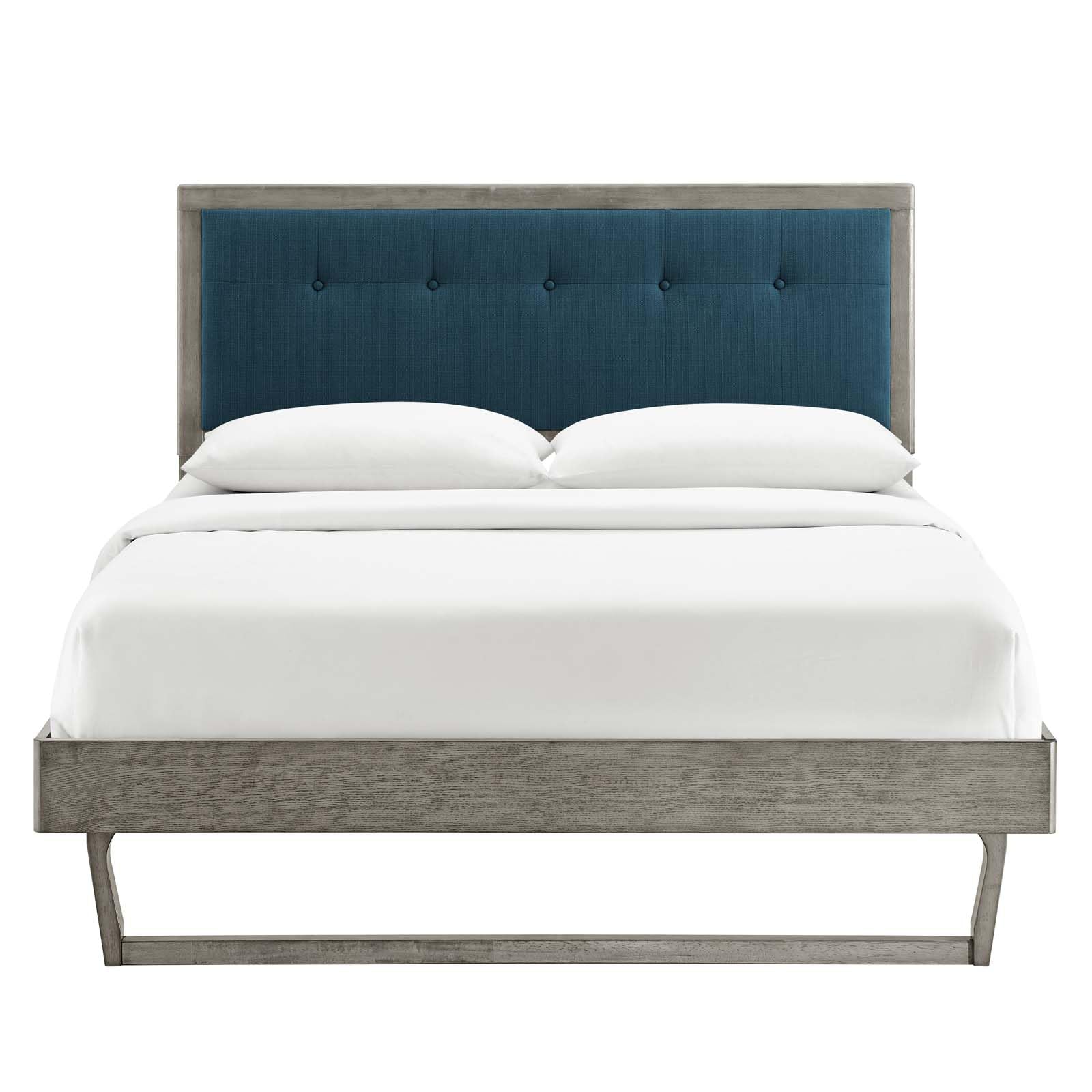 Bed | CasaFoyer Willow Tufted Wood King Platform Bed | Contemporary Charm | Natural Appeal | Mid-Century Design | Button Tufted Headboard | Sturdy Materials | Wood Slat Support | No Box Spring Needed | 601 lbs Weight Capacity | casafoyer.myshopify.com
