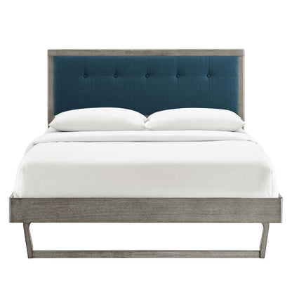 Bed | CasaFoyer Willow Tufted Wood King Platform Bed | Contemporary Charm | Natural Appeal | Mid-Century Design | Button Tufted Headboard | Sturdy Materials | Wood Slat Support | No Box Spring Needed | 601 lbs Weight Capacity | casafoyer.myshopify.com