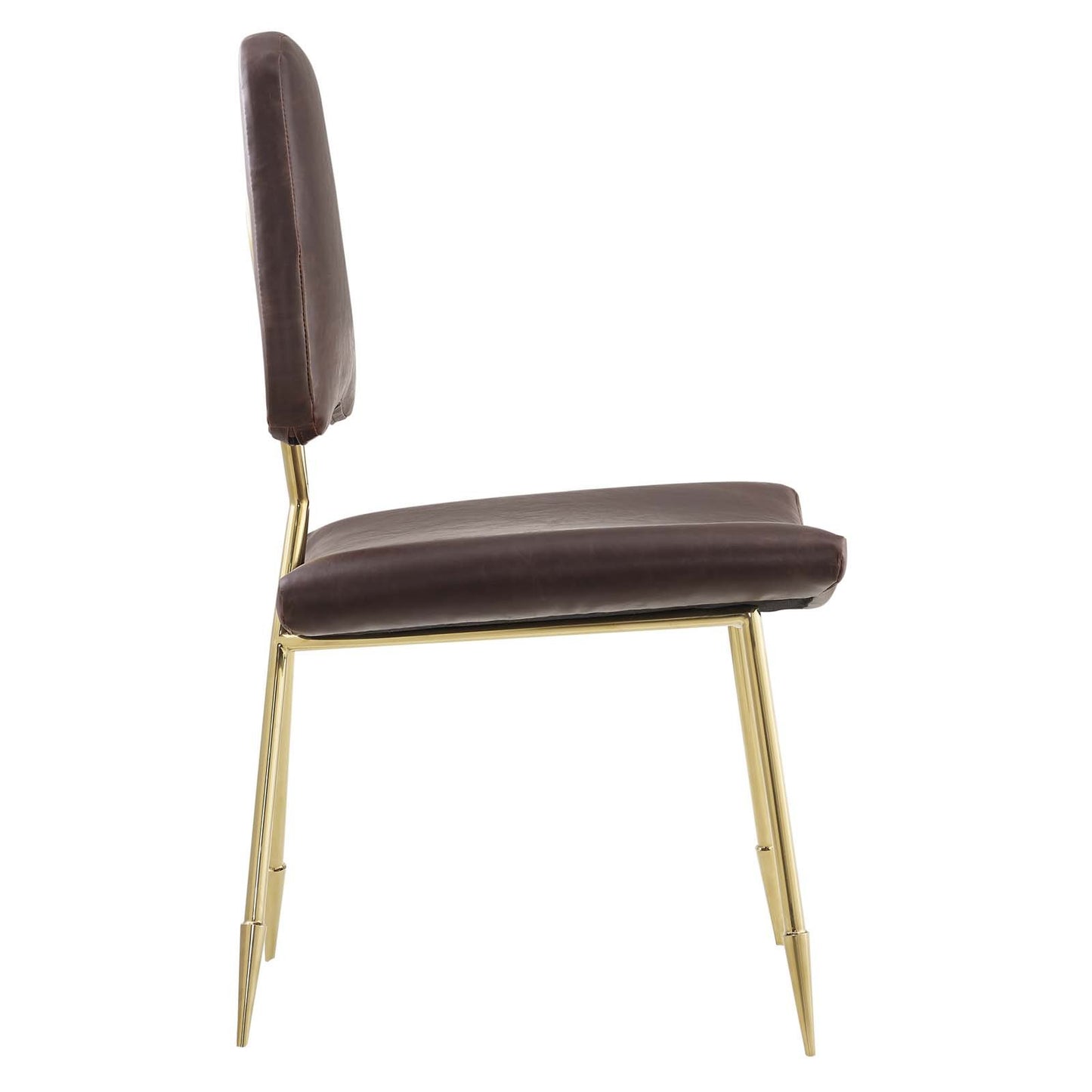 home office desk chairs | CasaFoyer Ponder Dining Side Chair | Comfortable High-Density Foam Seat | Antique Faux Leather Upholstery | Gold Stainless Steel Frame | Versatile Accent Chair for Dining, Living Room, Entryway | Brown | casafoyer.myshopify.com