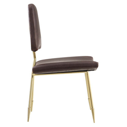home office desk chairs | CasaFoyer Ponder Dining Side Chair | Comfortable High-Density Foam Seat | Antique Faux Leather Upholstery | Gold Stainless Steel Frame | Versatile Accent Chair for Dining, Living Room, Entryway | Brown | casafoyer.myshopify.com