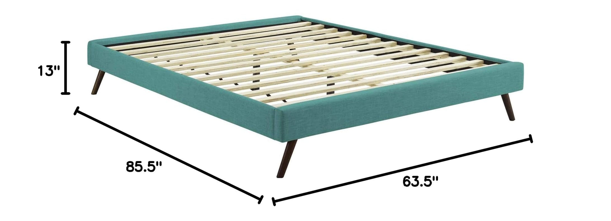 Bed | CasaFoyer Loryn Platform Bed | Solid Wood Frame | Polyester Upholstery | Tapered Legs | 10 Wood Slats | No Box Spring Needed | Memory Foam Compatible | casafoyer.myshopify.com