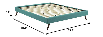Bed | CasaFoyer Loryn Platform Bed | Solid Wood Frame | Polyester Upholstery | Tapered Legs | 10 Wood Slats | No Box Spring Needed | Memory Foam Compatible | casafoyer.myshopify.com