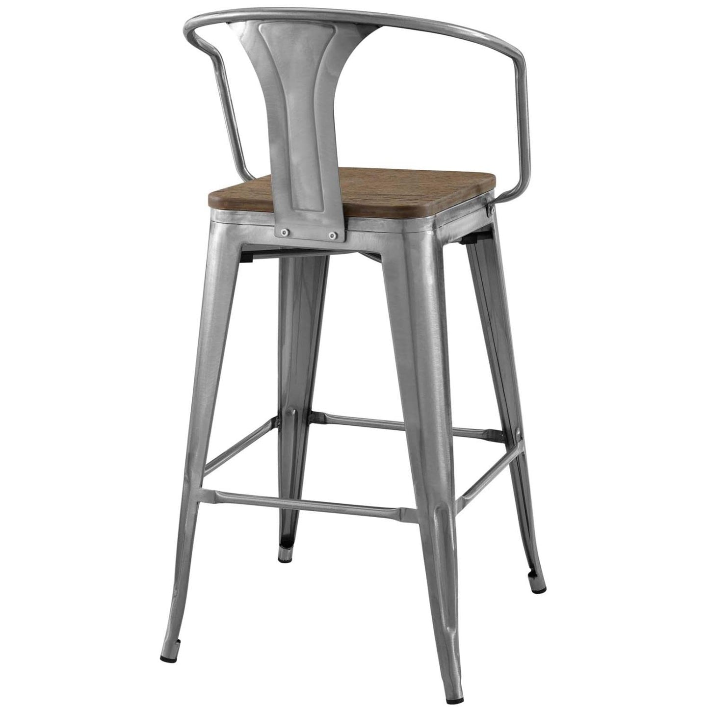 barstools | CasaFoyer Promenade Arm Bamboo & Metal Bar Stool Set | Vintage Steel Finish | Industrial Modern Design | Set of 2 | casafoyer.myshopify.com