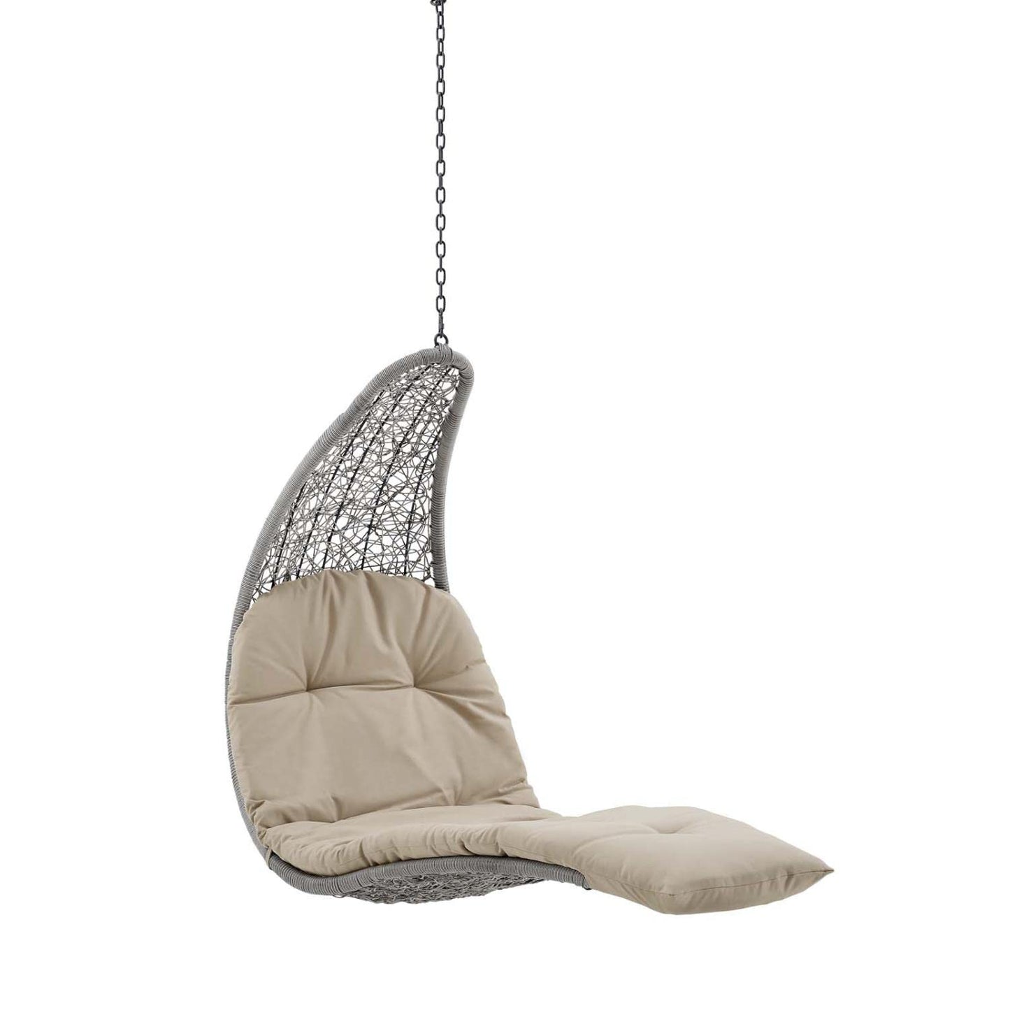 executive chairs | CasaFoyer Landscape Outdoor Patio Hanging Chaise Lounge Swing Chair | Modern Design | All-Weather Cushion | Sturdy Metal Chain | Ideal for Patio, Backyard, Porch, Poolside | Light Gray and Tan Weave | casafoyer.myshopify.com