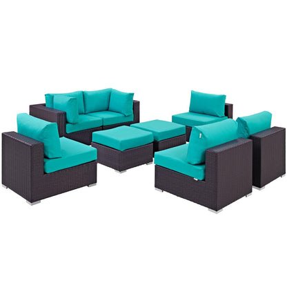 kitchen and dining room sets | CasaFoyer Convene Outdoor Sectional Set | Durable Rattan & Aluminum Frame | Weather-Resistant Cushions | 8 Piece Patio Sofa Set | casafoyer.myshopify.com
