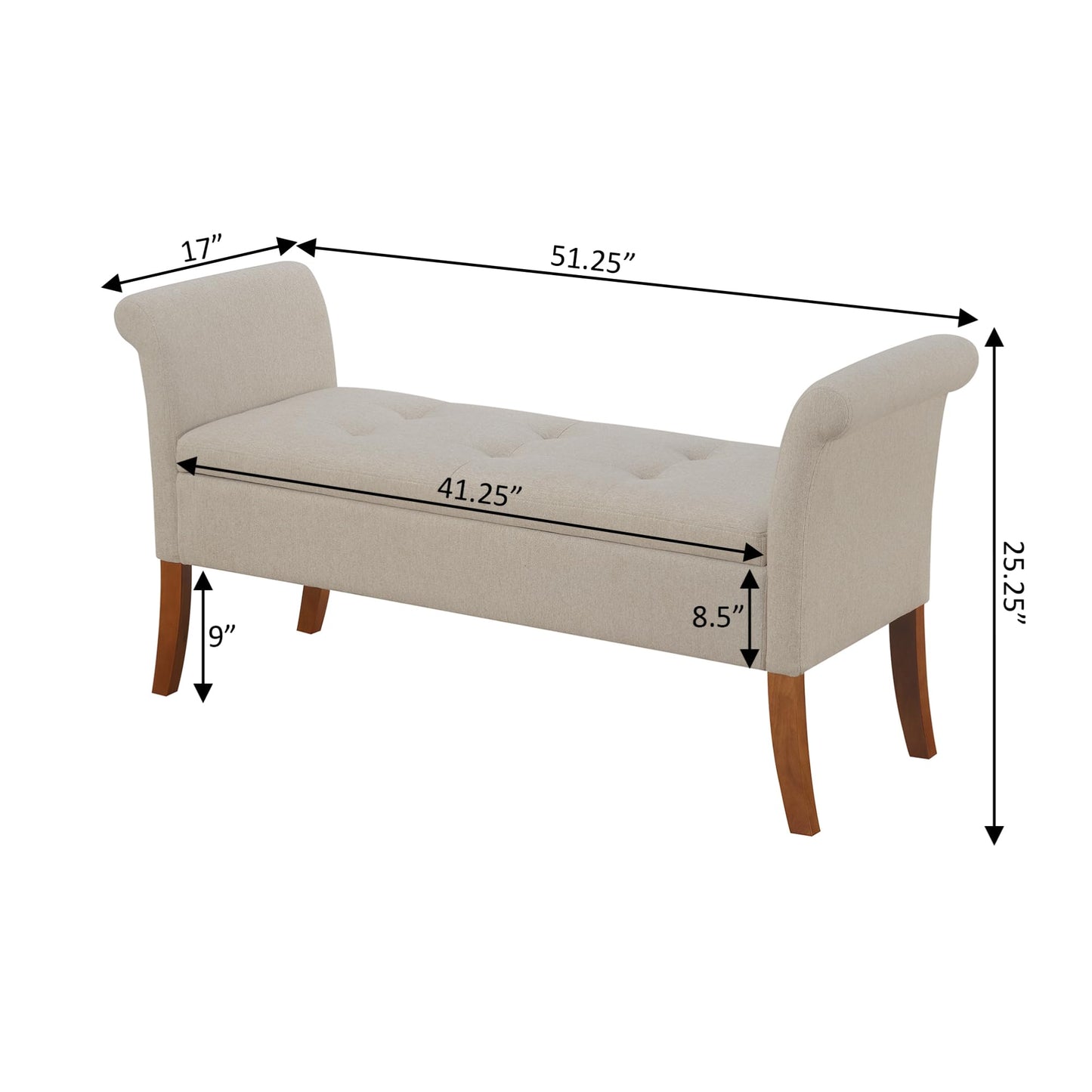 Ottoman | Designs4Comfort Garbo Storage Bench | Cozy Ottoman with Ample Storage Space | Durable Poplar Wood & Plush Fabric Upholstery | Enhance Any Room Decor | casafoyer.myshopify.com